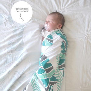 Newborn swaddle blanket with genius arm pockets