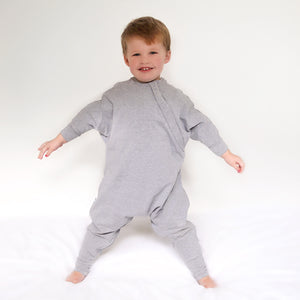 Cozy Toddler sleepsuit, the ultimate toddler pyjamas, has full inner leg zipper for easy diaper changes, no need to take off the entire suit.