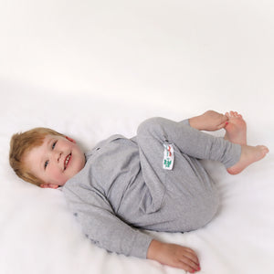Cozy Toddler sleepsuit, the ultimate toddler pyjamas, has full inner leg zipper for easy diaper changes, no need to take off the entire suit.