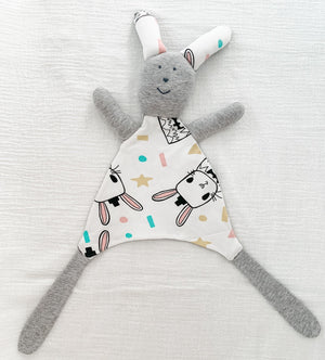 grey bunny baby security blanket