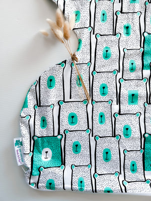 HANDS IN & OUT EXTRA-WIDE SACK (Fits Hip Harness) - Minty Bears (All Year Round | Organic)