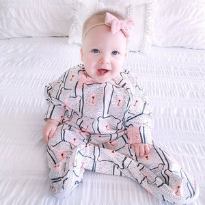 All Seasons pinky bears organic baby sleep sack with sleeves