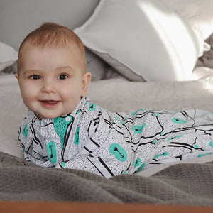 Organic cotton baby sleep sack for babies learning to roll