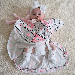 Baby swaddle sleep sack for babies diagnosed with hip dysplasia