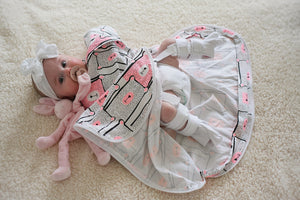 Sleepy Hugs Extra-Wide Sack (Fits Hip Harness) - Pinky Bears (All Year Round | Organic)