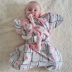 Sleepy Hugs Extra-Wide Sack (Fits Hip Harness) - Pinky Bears (All Year Round | Organic)