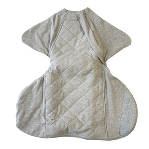 Quilted baby swaddle sack for babies with hip dysplasia
