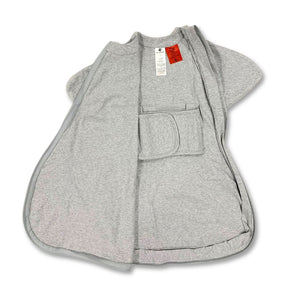 Organic cotton baby swaddle sack with baby belly band for gentle transitioning to free arms suitable for all seasons.