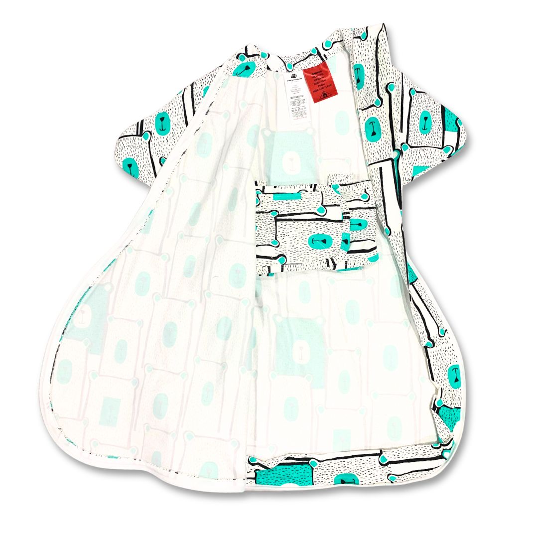 Organic baby swaddle sack that is safe for babies starting to roll