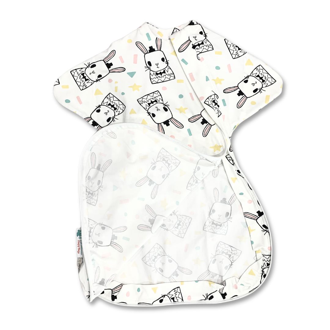 Organic baby swaddle sack with two way zipper for easy diaper changing