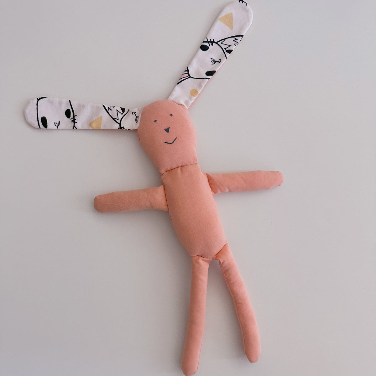 Organic pink bunny hugs doll