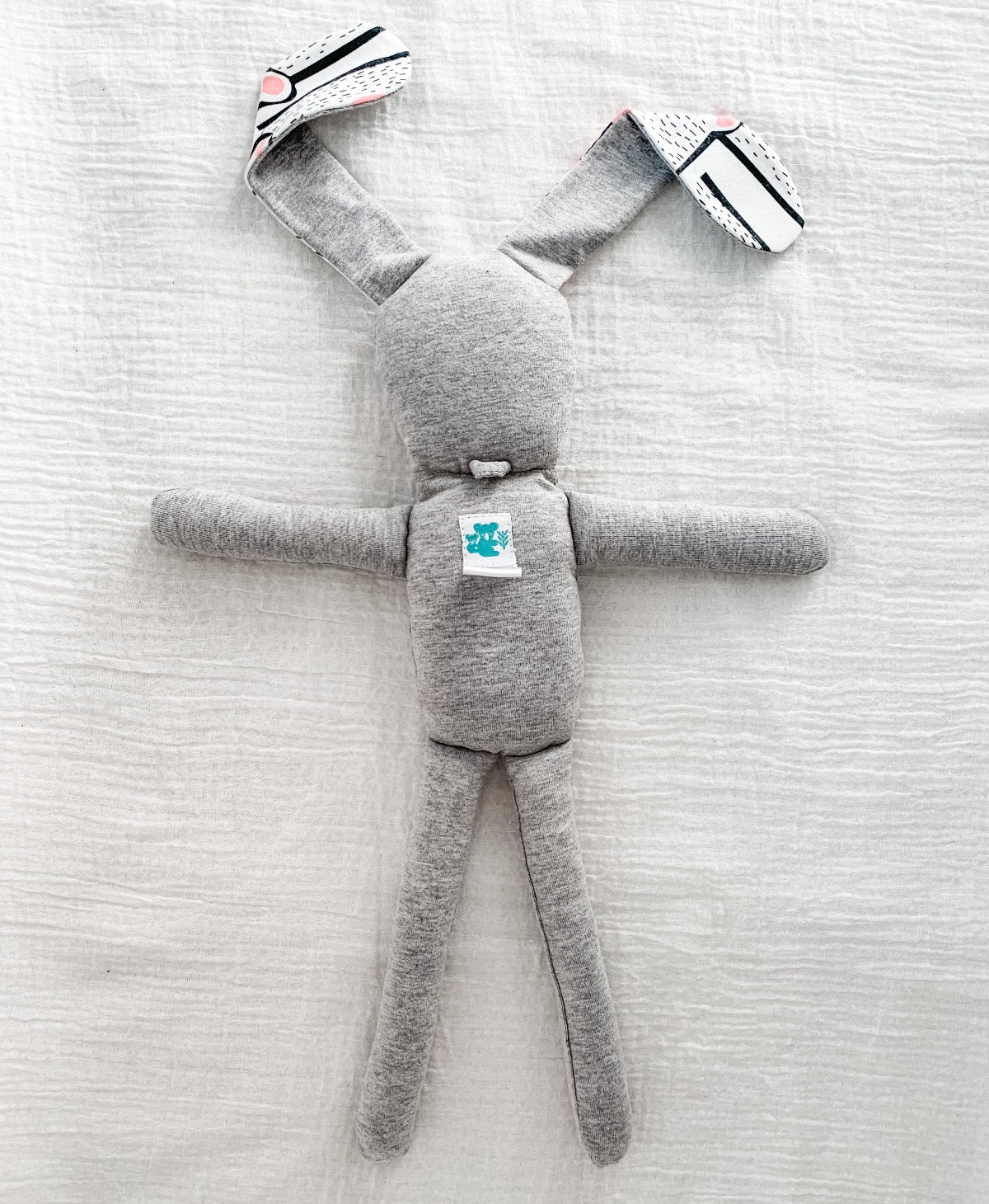 organic soft grey bunny doll for toddlers