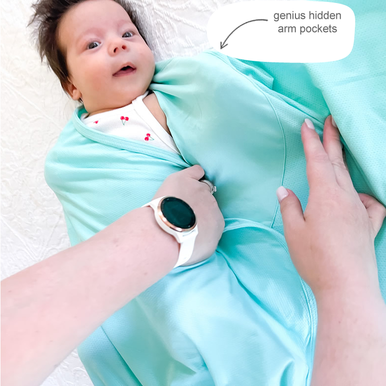 summer infant swaddle blanket Koala Hugs Newborn Swaddle Blanket with Arms Pocket - Cool Mint (Summer)