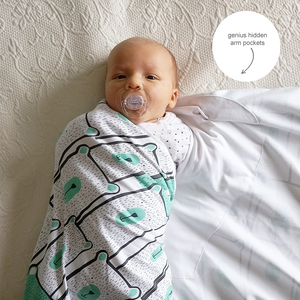Newborn swaddle blanket with genius arm pockets