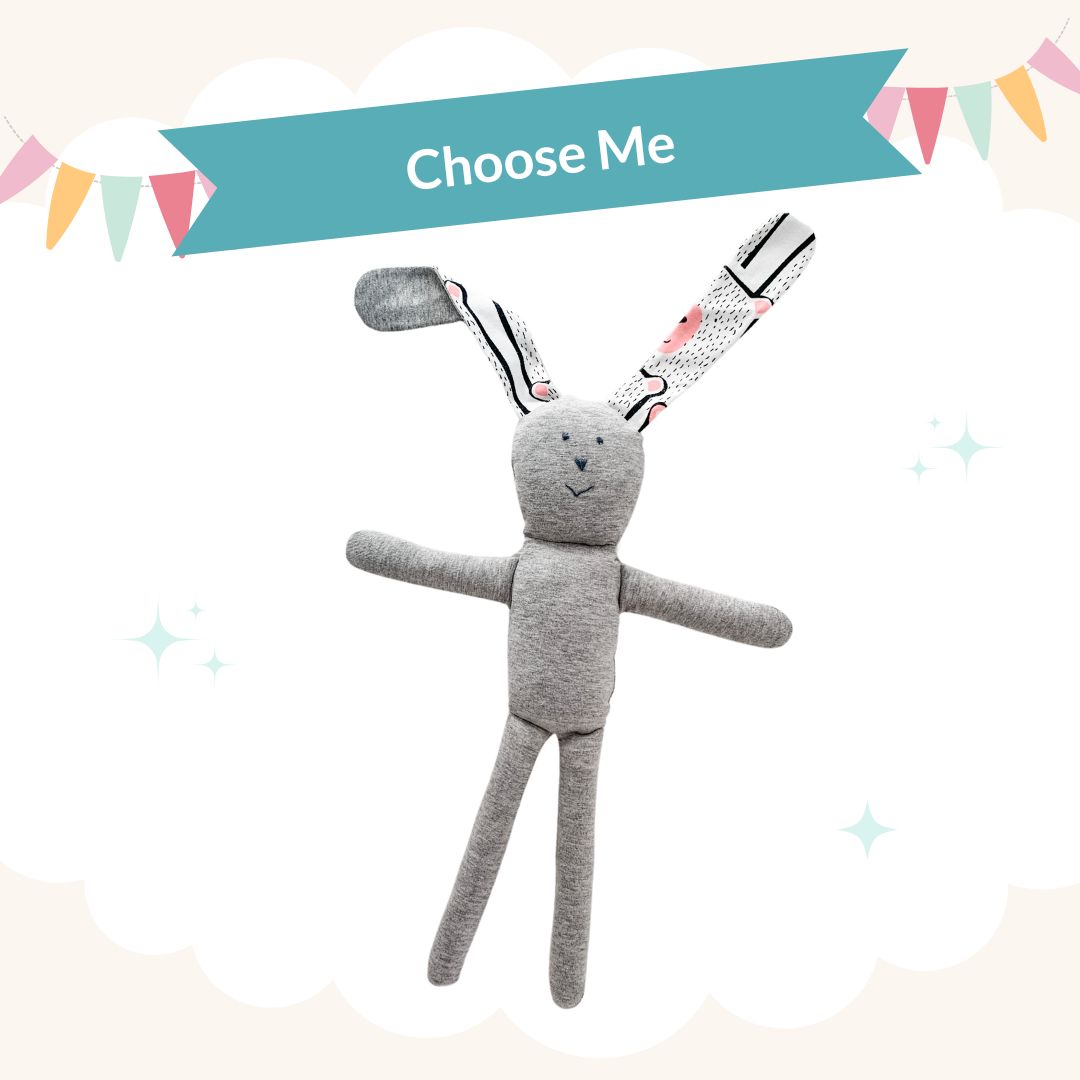 Add Me For Free: Bunny Hugs Giving Doll - Cool Grey