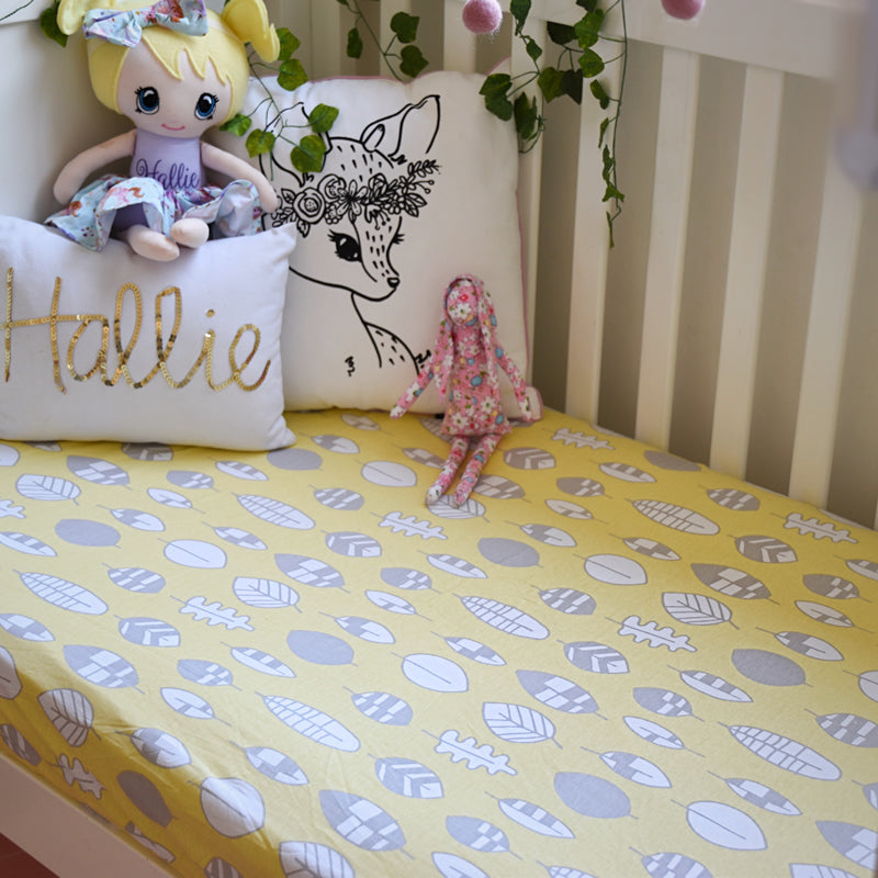 Organic Jersey Cotton Crib Sheets Fallen Leaves BABY LOVES