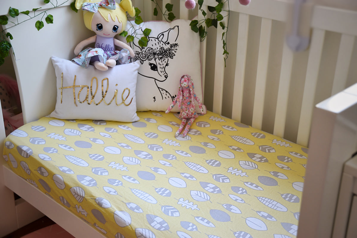 Organic Jersey Cotton Crib Sheets - Fallen Leaves - BABY LOVES