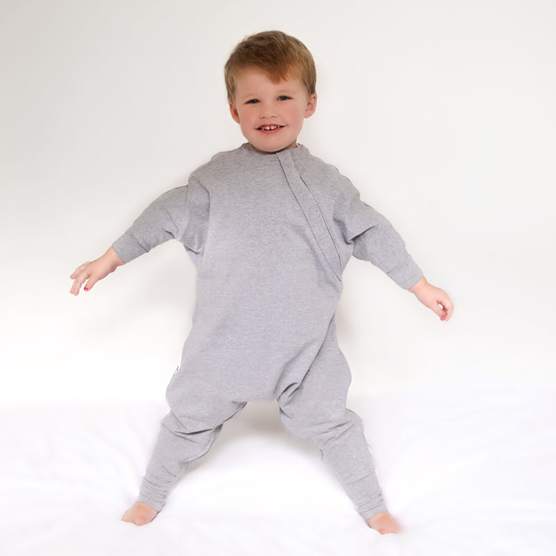 Cozy Toddler sleepsuit, the ultimate toddler pyjamas, has full inner leg zipper for easy diaper changes, no need to take off the entire suit.