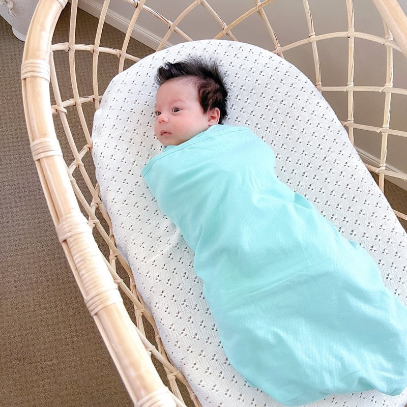 summer infant co sleeper weight limit Koala Hugs Newborn Swaddle Blanket with Arms Pocket - Cool Mint (Summer)