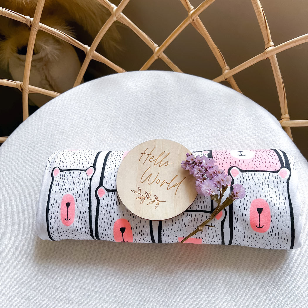 Koala Hugs Newborn Swaddle Wrap - Pinky Bears