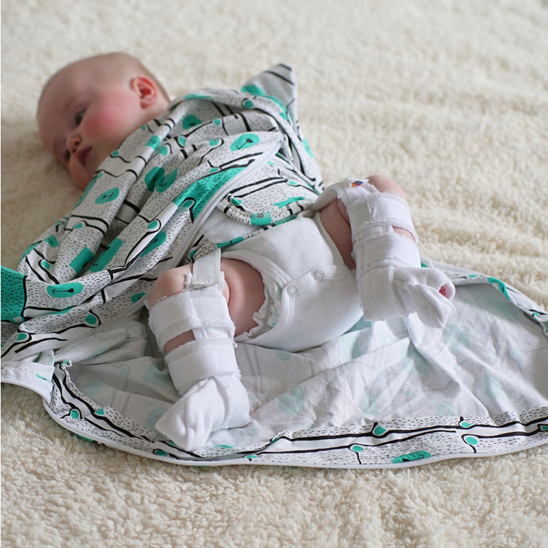 Baby swaddle sleep sack for babies diagnosed with hip dysplasia