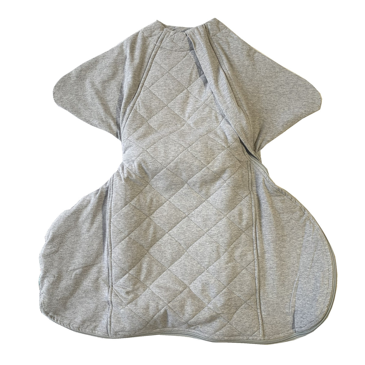 Quilted baby swaddle sack for babies with hip dysplasia